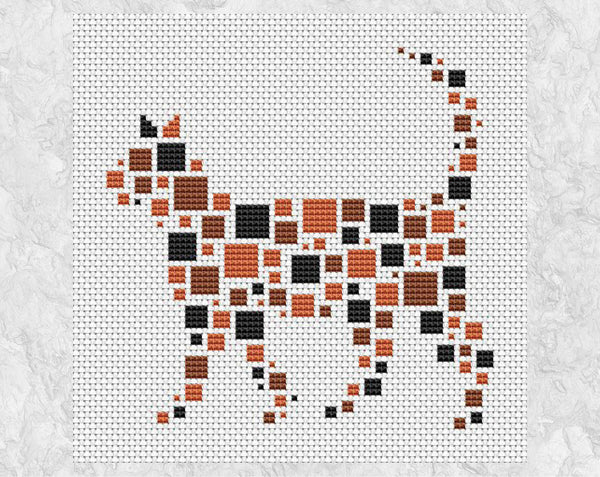 Geometric Cat cross stitch pattern - without frame