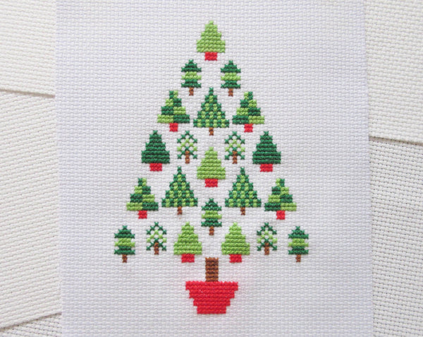Christmas Tree of Trees cross stitch pattern - straight on view