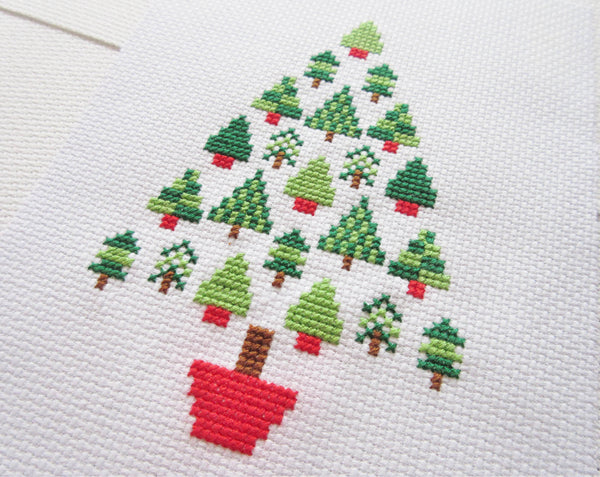 Christmas Tree of Trees cross stitch pattern at angle