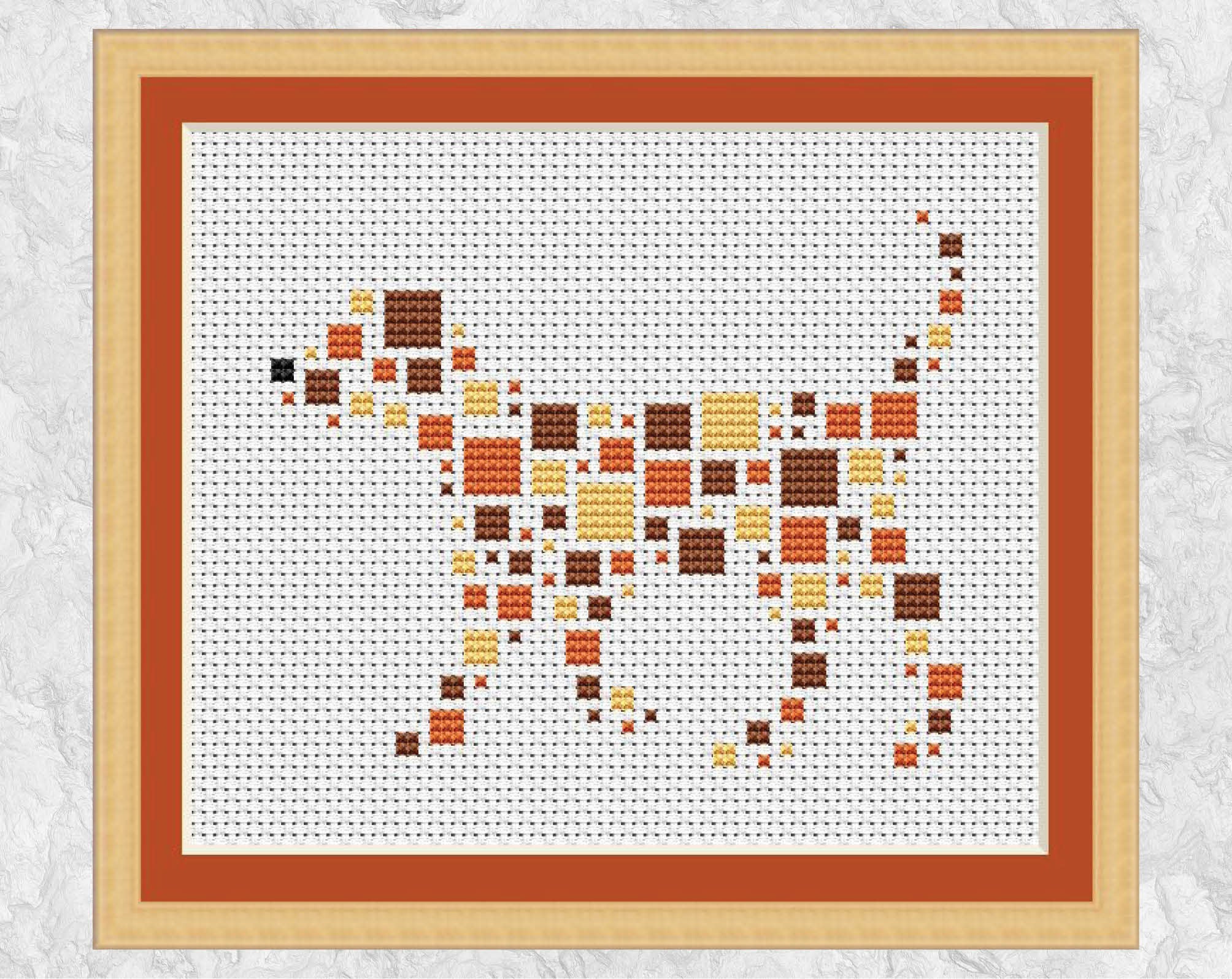 Squares Dog cross stitch pattern with frame