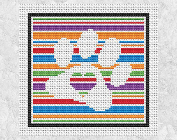 Silhouette and Stripes Paw Print cross stitch pattern - without frame