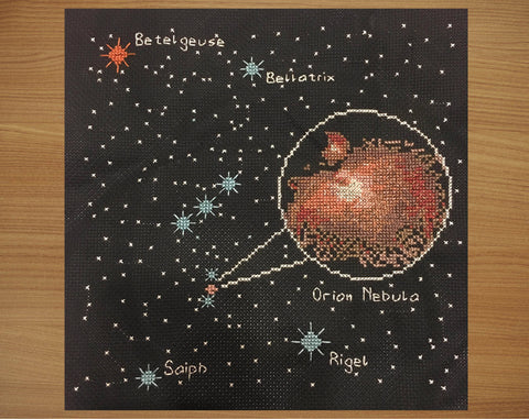 Orion and Orion Nebula - Astronomy cross stitch pattern