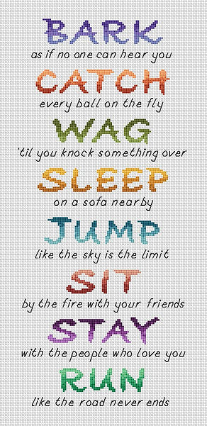 Dog Poem cross stitch pattern without frame