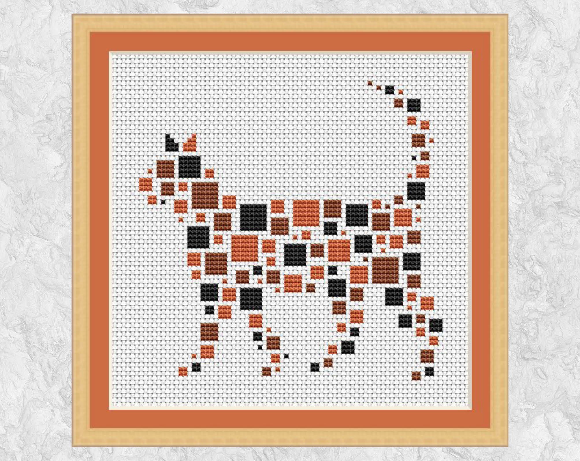 Geometric Cat cross stitch pattern - with frame