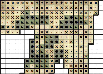 Grasslands Giraffe cross stitch pattern - silhouette of a giraffe filled with savannah and a large tree. Section of PDF.