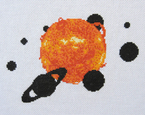 Solar System - Astronomy cross stitch pattern - Sun and planets. Stitched piece without props.
