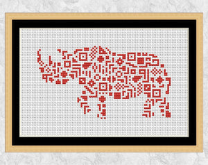 Geometric Rhino cross stitch pattern - with frame
