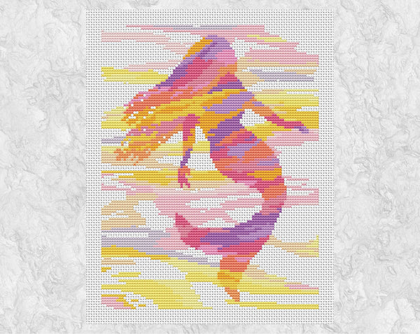 Brushstrokes Mermaid cross stitch pattern - without frame