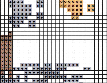 Paw Print Christmas Tree cross stitch pattern (larger size) - section of PDF