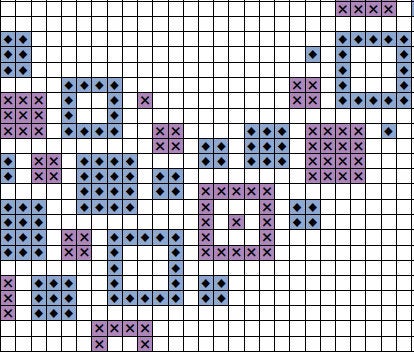 Squares Brontosaurus Dinosaur - section of cross stitch pattern