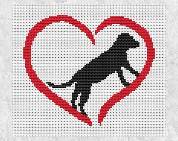 Dog Heart cross stitch pattern without frame