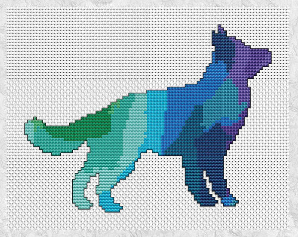 Watercolour German Shepherd Dog cross stitch pattern without frame