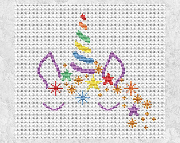 Starry Unicorn cross stitch pattern without frame