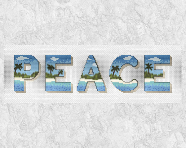 Peace quote cross stitch pattern without frame