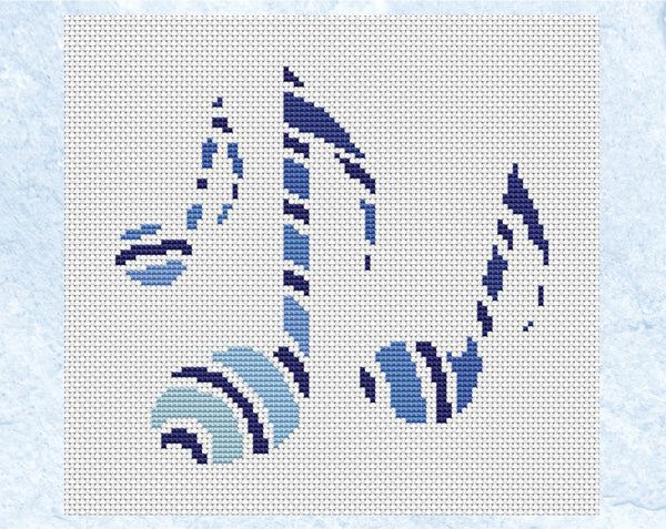 Musical Notes cross stitch pattern - blue version without frame