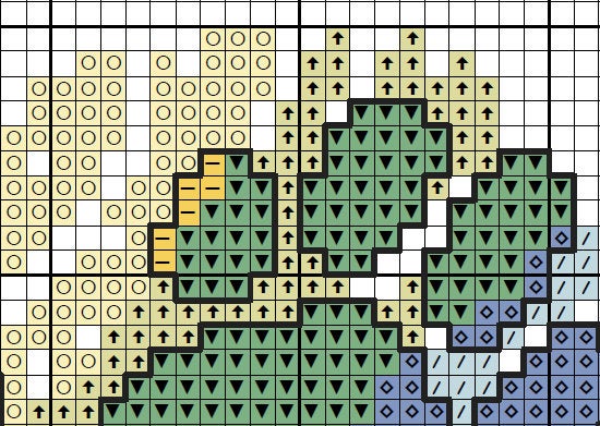 Brushstrokes Paw Print Heart - section of cross stitch pattern