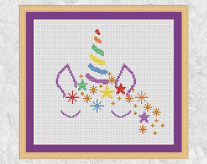 Starry Unicorn cross stitch pattern - with frame