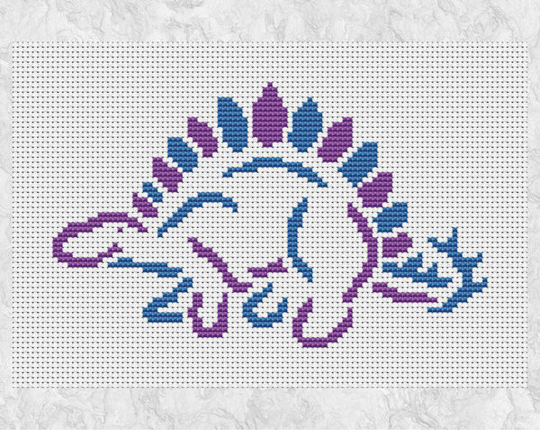 Steggy the Stegosaurus Dinosaur cross stitch pattern without frame