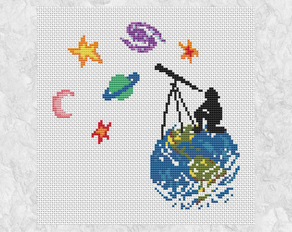 'Me and My Universe' - Space cross stitch pattern - without frame