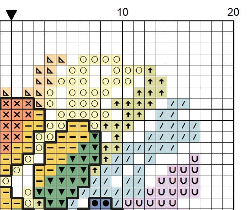Mini Paw Print Heart cross stitch patterns - section of PDF