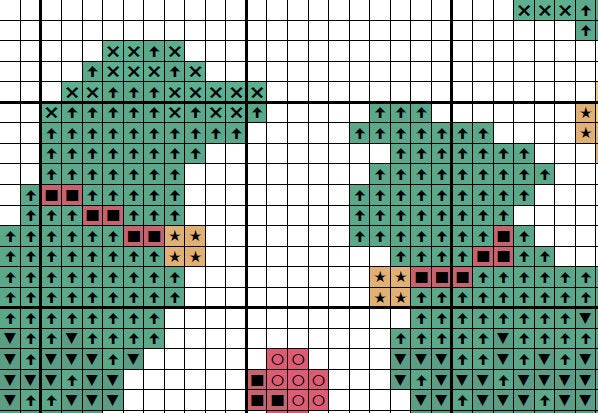 Cross stitch pattern PDF of a Christmas tree made up of dogs - perfect for any dog lover! Card sized version with three dog silhouettes. Section of PDF.