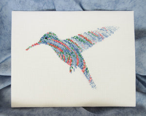 Ripples Hummingbird cross stitch pattern - stitched piece