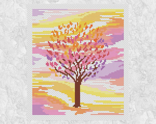 Cherry Blossom Tree cross stitch pattern - watercolor style