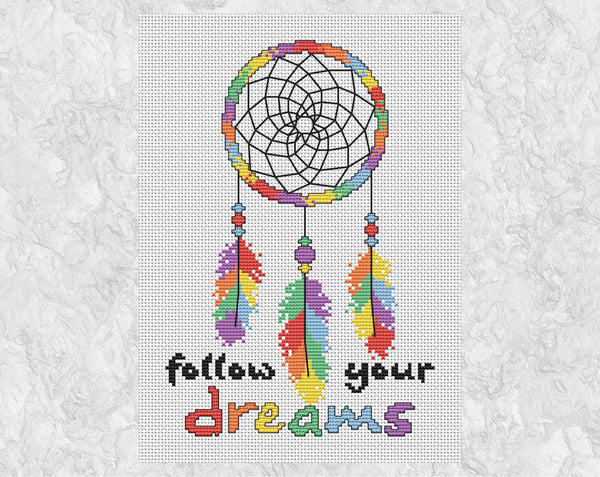 Dreamcatcher Follow Your Dreams cross stitch pattern without frame