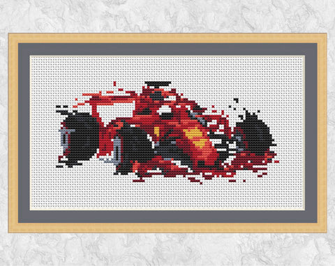 Modern Art Racing Car cross stitch pattern - Formula 1 racing