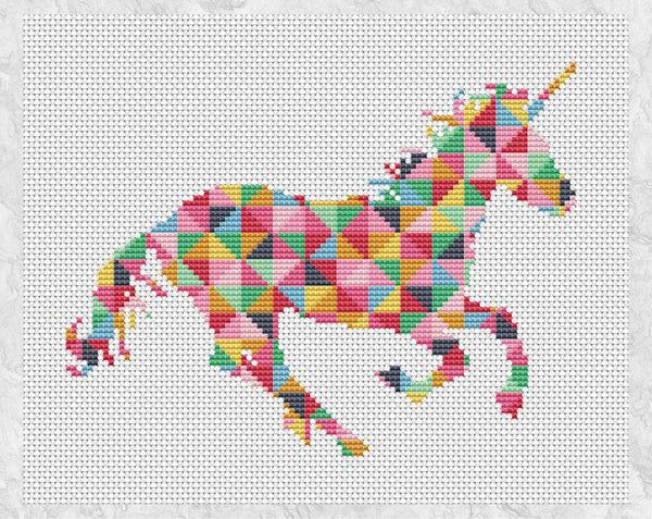Geometric Unicorn cross stitch pattern - without frame