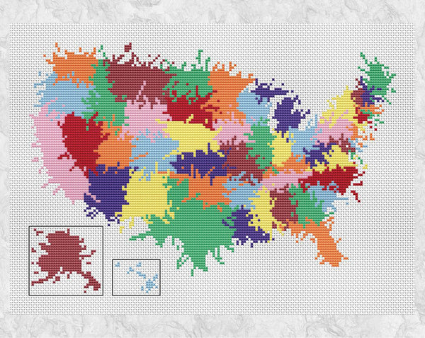 Splattered Paint United States cross stitch pattern - without frame
