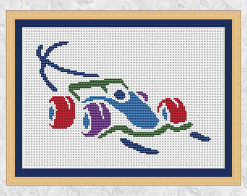 Racing Car Silhouette cross stitch pattern - Formula One Race