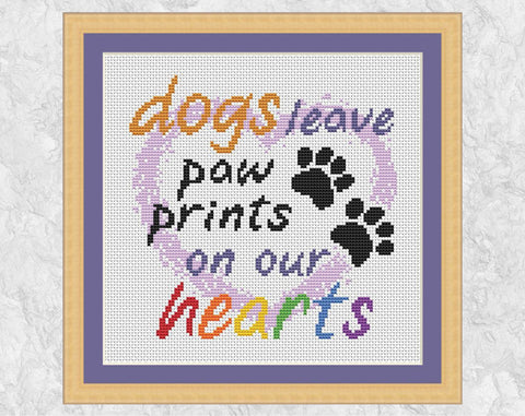 Dog loss cross stitch pattern with frame