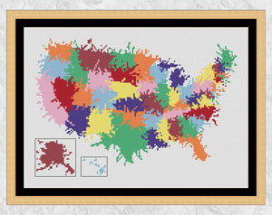 Splattered Paint United States cross stitch pattern - with frame
