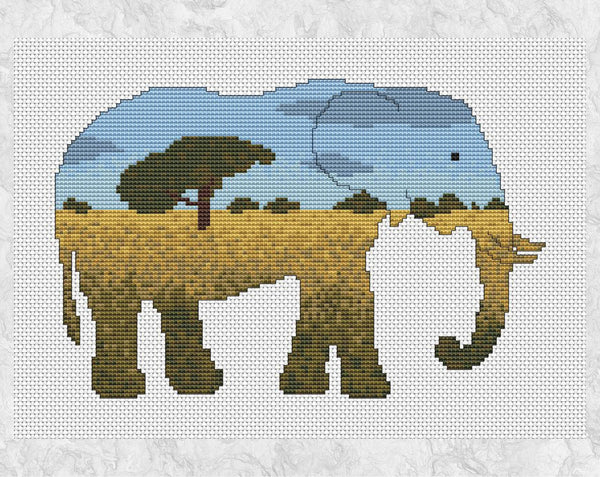 Larger Savannah Elephant cross stitch pattern - animal design