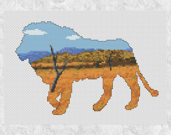 African Plains Lion cross stitch pattern