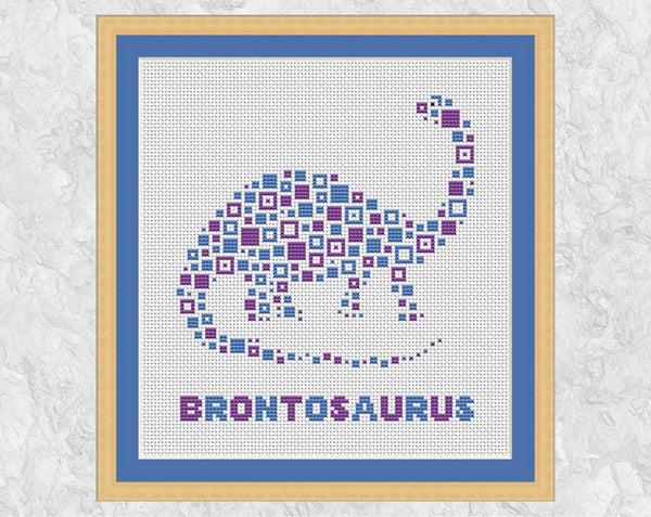 Squares Brontosaurus Dinosaur cross stitch pattern