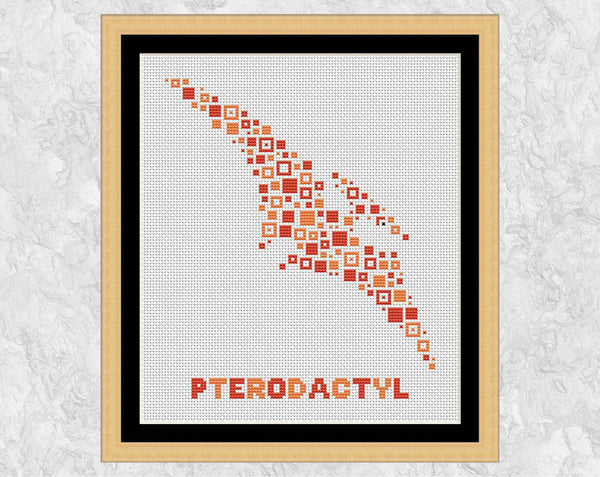 Squares Pterodactyl cross stitch pattern