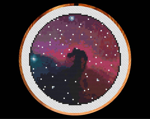 Horsehead Nebula - Astronomy cross stitch pattern - in hoop