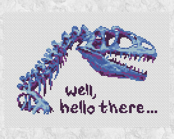 Dinosaur Skeleton cross stitch pattern without frame