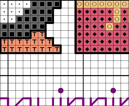 'It's Penguinning to Look a Lot Like Christmas' cross stitch pattern with penguin wearing Santa hat and holding present. Section of PDF.