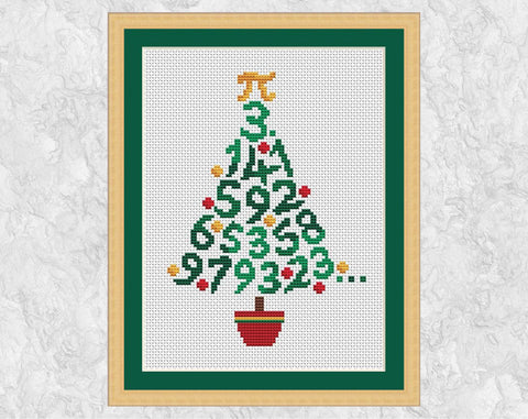 Pi Maths Christmas Tree cross stitch pattern