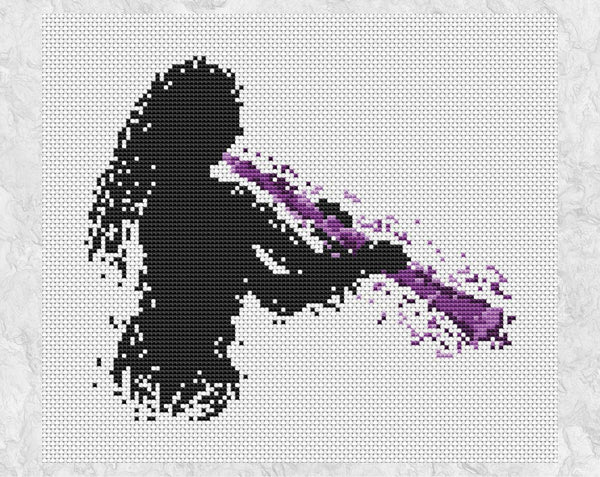 Clarinetist cross stitch pattern (female) - splattered paint clarinet player - without frame