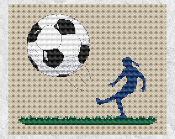 Footballer cross stitch pattern - female footballer without frame