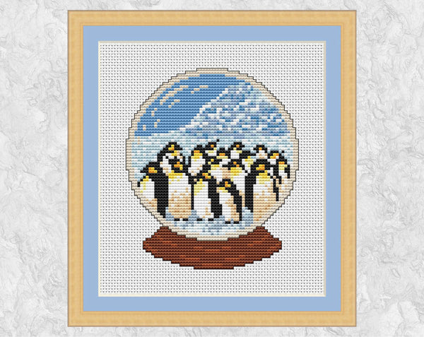 Antarctica Penguins cross stich pattern with frame