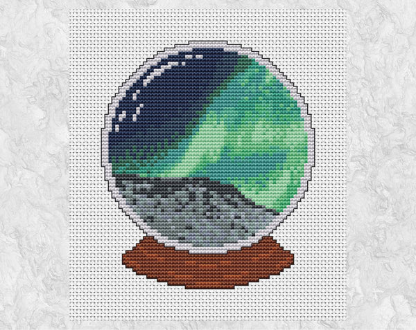 Northern Lights Snowglobe - Christmas cross stitch pattern - without frame
