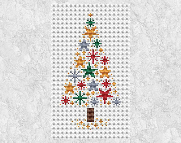 Stars Christmas Tree cross stitch pattern without frame