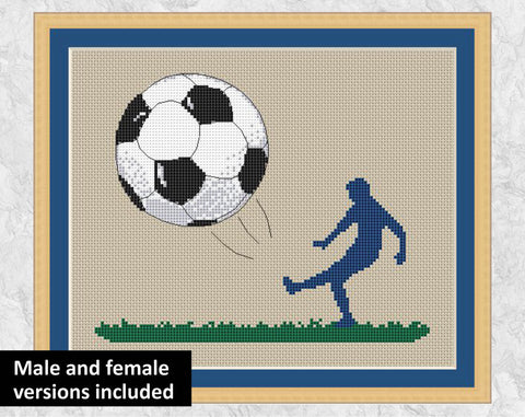 Footballer cross stitch pattern - male footballer with frame
