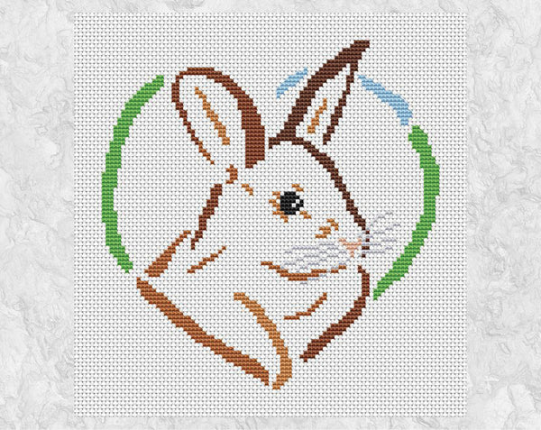 Rabbit Heart cross stitch pattern - fun and easy stitch