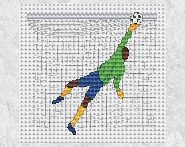 Goalkeeper cross stitch pattern - design for soccer sports fans